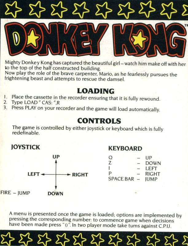Donkey Kong box art for MSX
